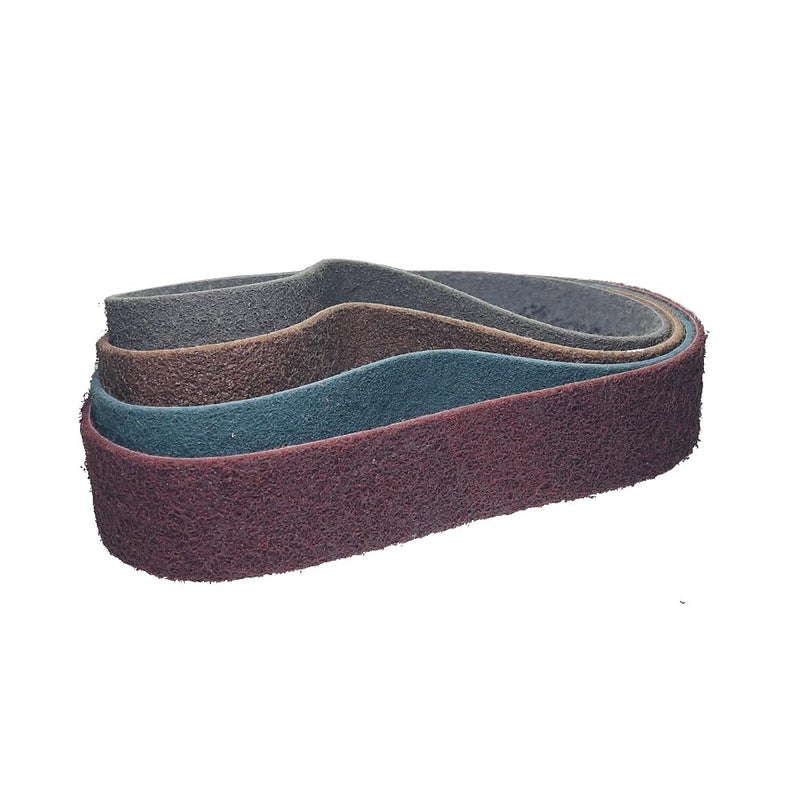 Rams Bralin 8 x 2 inch Rubber Expansion Centrifugal Wheel Working with Zirconia/Non-Woven Nylon Sanding Bands (Nylon Belts 4 pcs Mix) - Image 1